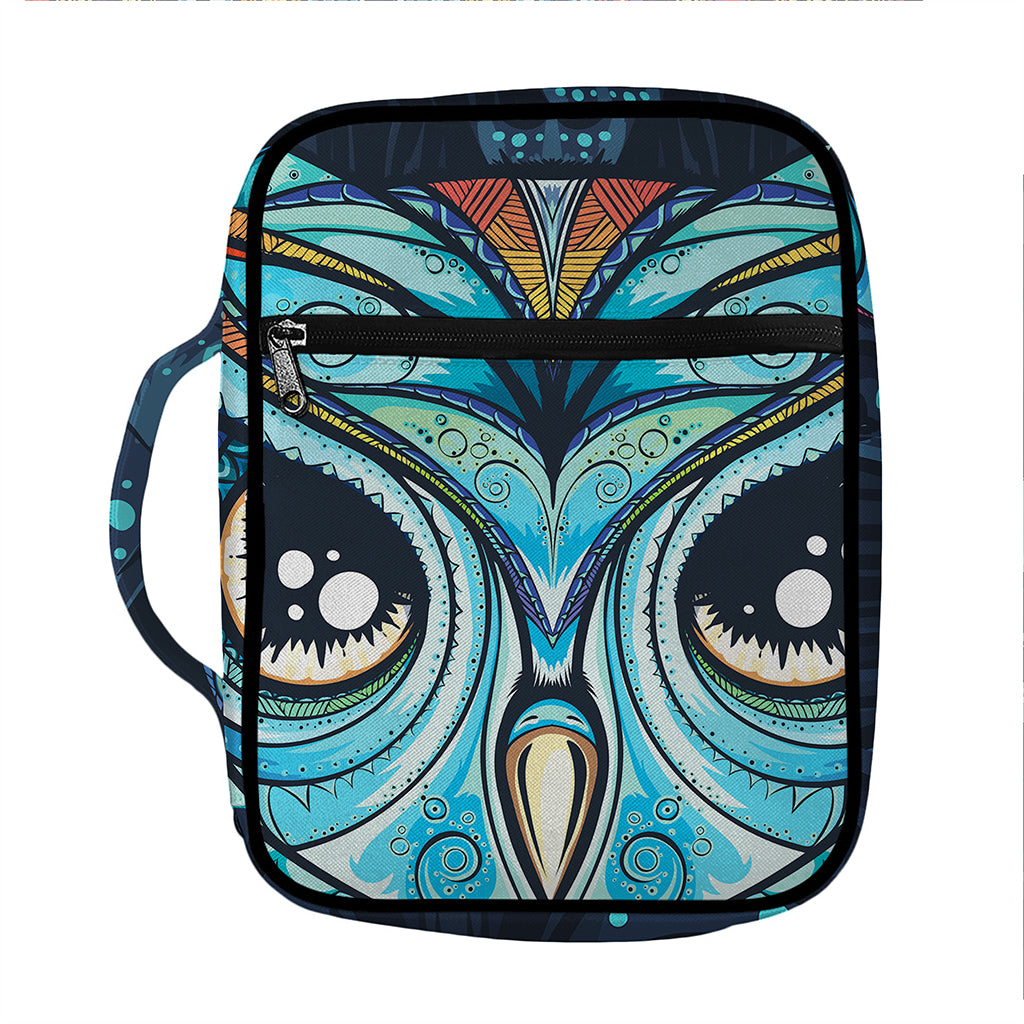 Colorful Tribal Owl Print Front Pocket Bible Bag