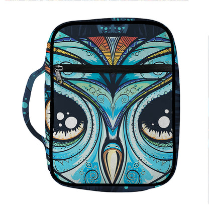 Colorful Tribal Owl Print Front Pocket Bible Bag
