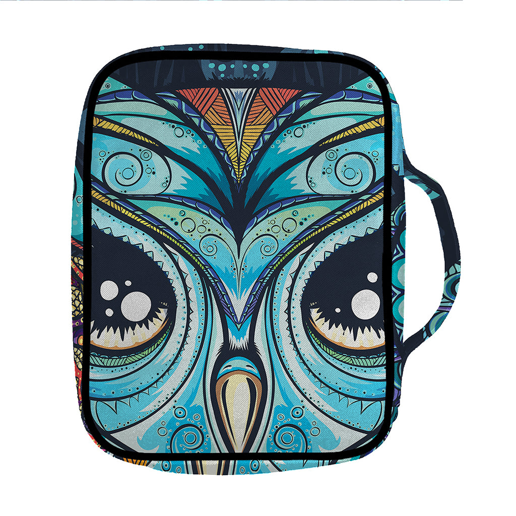 Colorful Tribal Owl Print Front Pocket Bible Bag