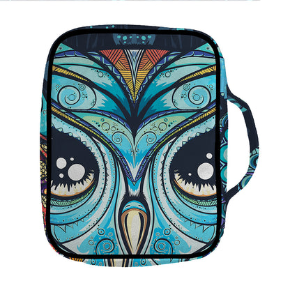 Colorful Tribal Owl Print Front Pocket Bible Bag