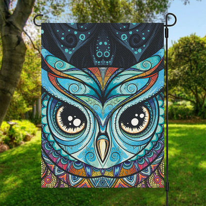 Colorful Tribal Owl Print Garden Flag
