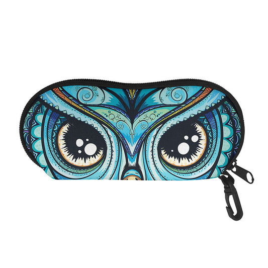 Colorful Tribal Owl Print Glasses Case
