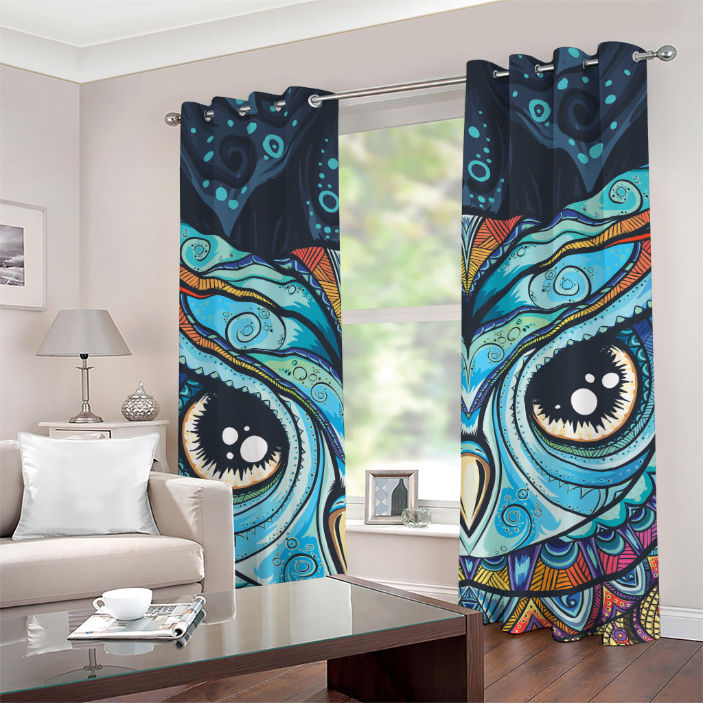 Colorful Tribal Owl Print Grommet Curtains