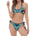 Colorful Tribal Owl Print Halter Scoop Tie Side Bikini