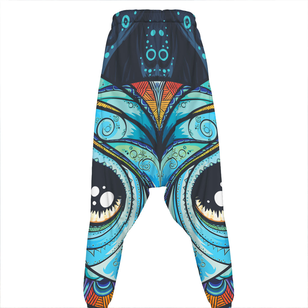 Colorful Tribal Owl Print Hammer Pants