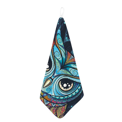 Colorful Tribal Owl Print Hand Towel