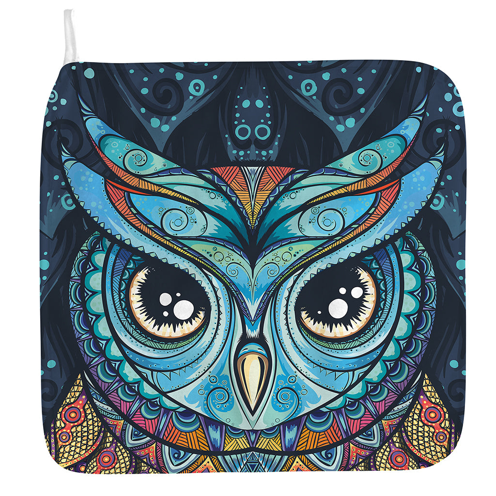 Colorful Tribal Owl Print Hand Towel