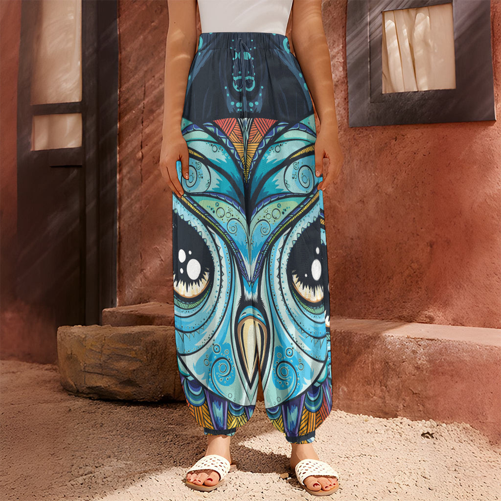 Colorful Tribal Owl Print Harem Pants