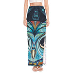 Colorful Tribal Owl Print High Slit Maxi Skirt