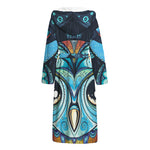 Colorful Tribal Owl Print Hooded Bathrobe