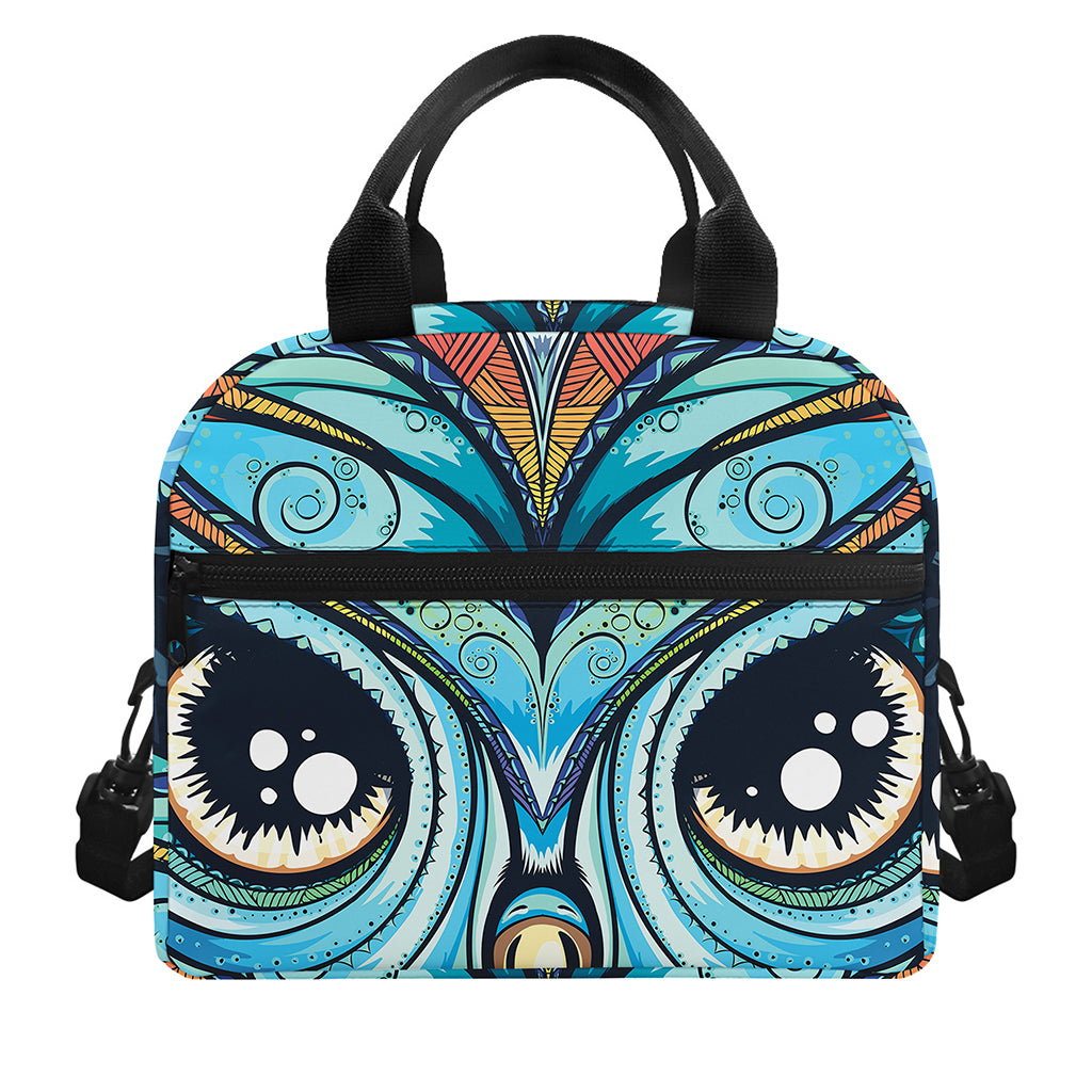 Colorful Tribal Owl Print Insulated Lunch Bag