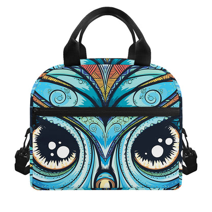 Colorful Tribal Owl Print Insulated Lunch Bag
