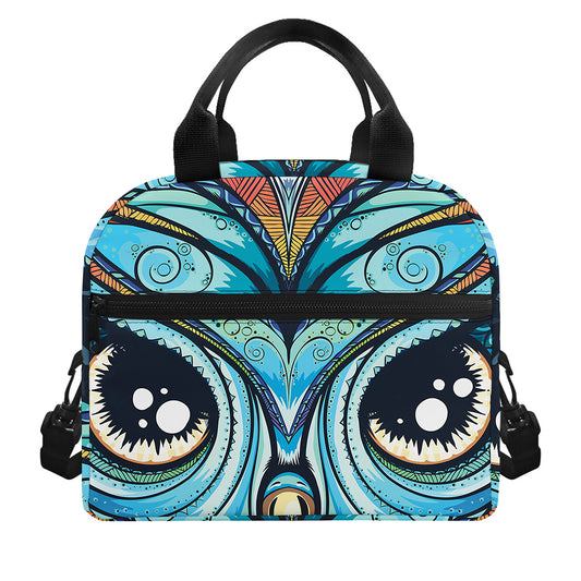 Colorful Tribal Owl Print Insulated Lunch Bag