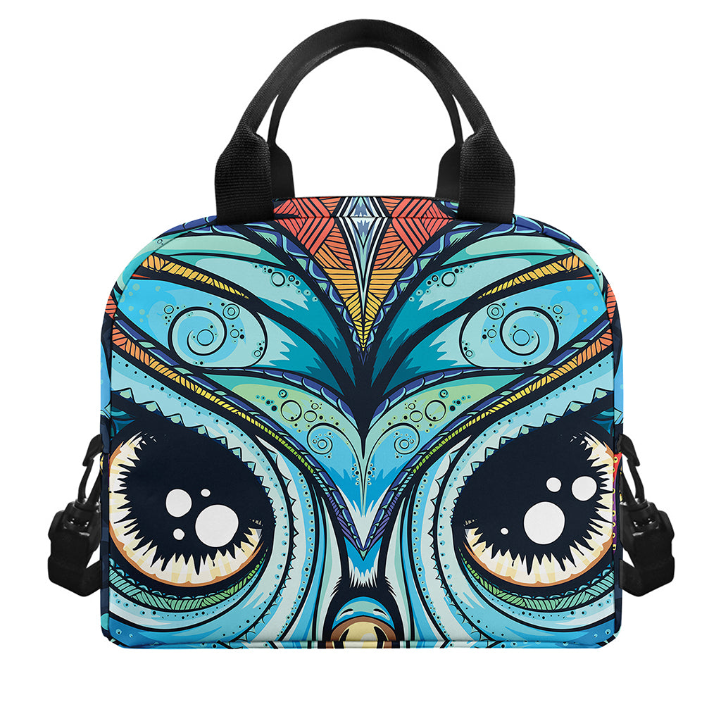 Colorful Tribal Owl Print Insulated Lunch Bag
