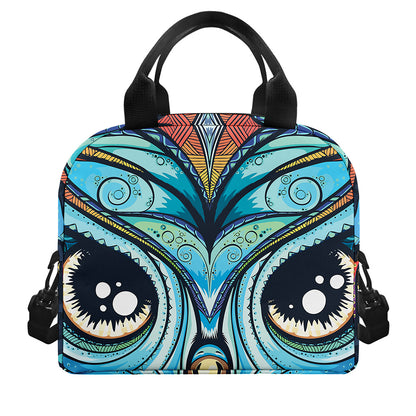 Colorful Tribal Owl Print Insulated Lunch Bag