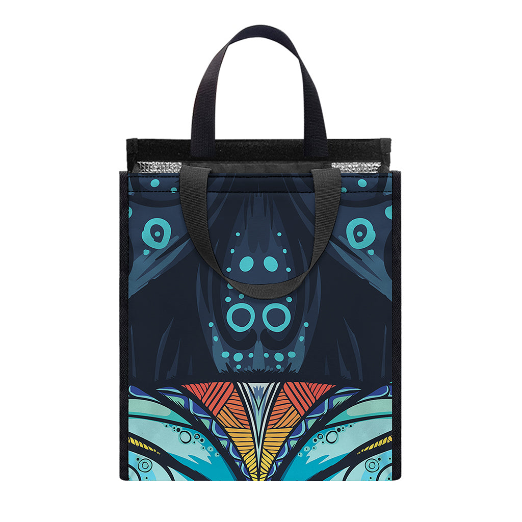 Colorful Tribal Owl Print Insulated Lunch Tote