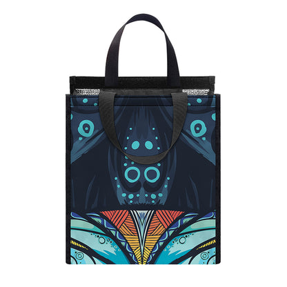 Colorful Tribal Owl Print Insulated Lunch Tote