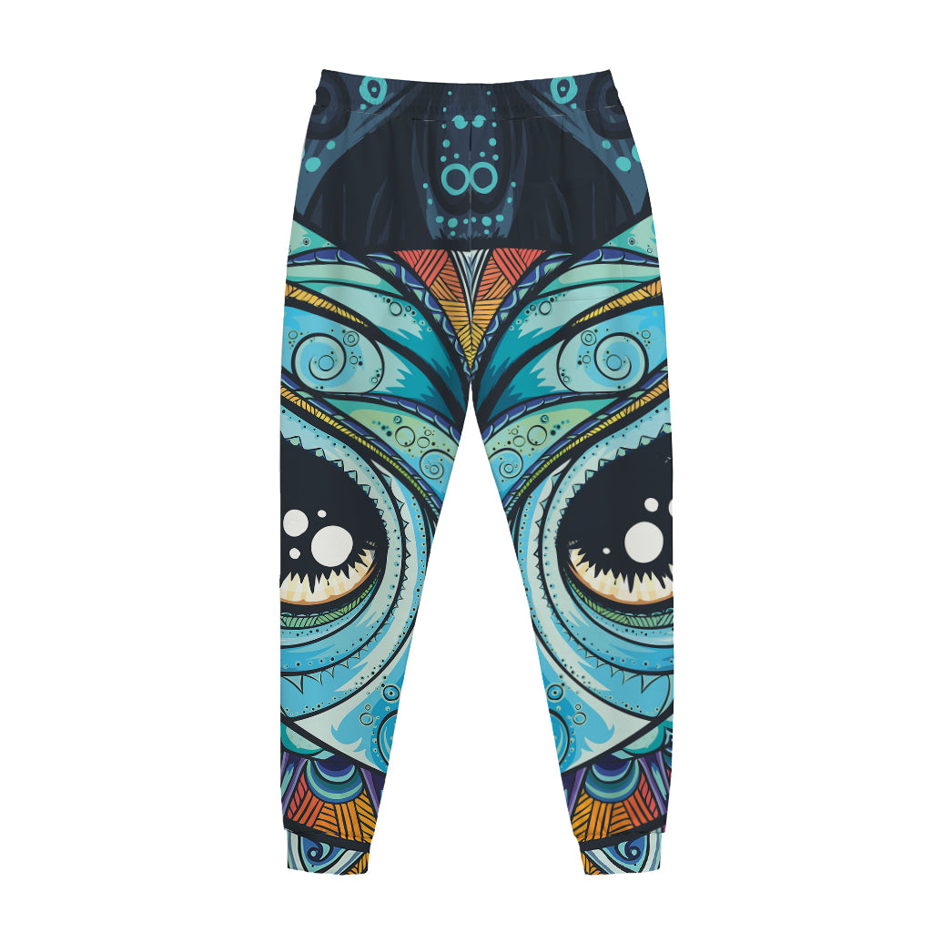 Colorful Tribal Owl Print Jogger Pants