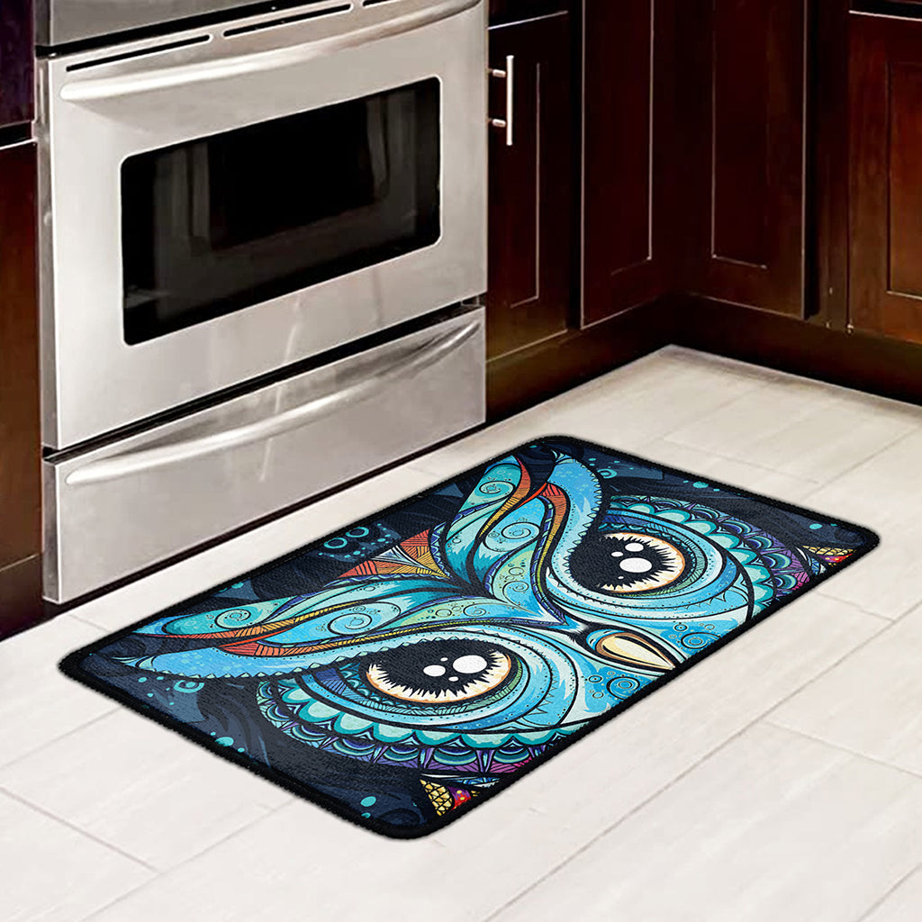 Colorful Tribal Owl Print Kitchen Mat
