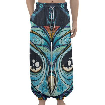 Colorful Tribal Owl Print Lantern Pants
