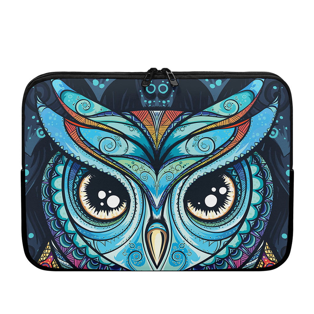 Colorful Tribal Owl Print Laptop Sleeve