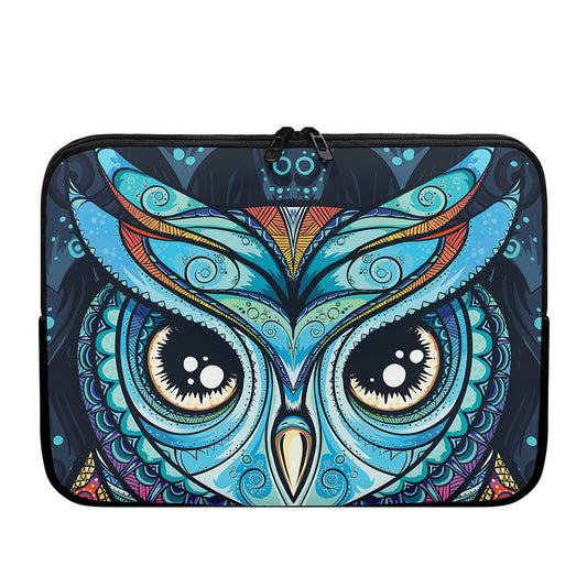 Colorful Tribal Owl Print Laptop Sleeve