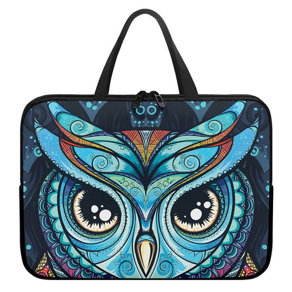 Colorful Tribal Owl Print Laptop Sleeve With Handle