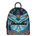 Colorful Tribal Owl Print Leather Backpack