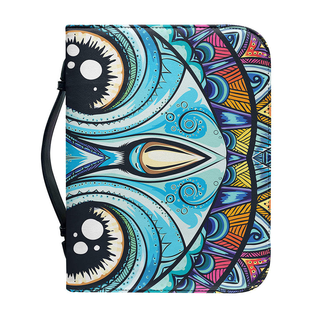 Colorful Tribal Owl Print Leather Bible Cover
