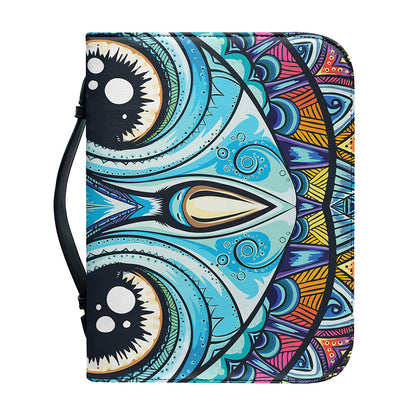 Colorful Tribal Owl Print Leather Bible Cover