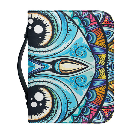 Colorful Tribal Owl Print Leather Bible Cover
