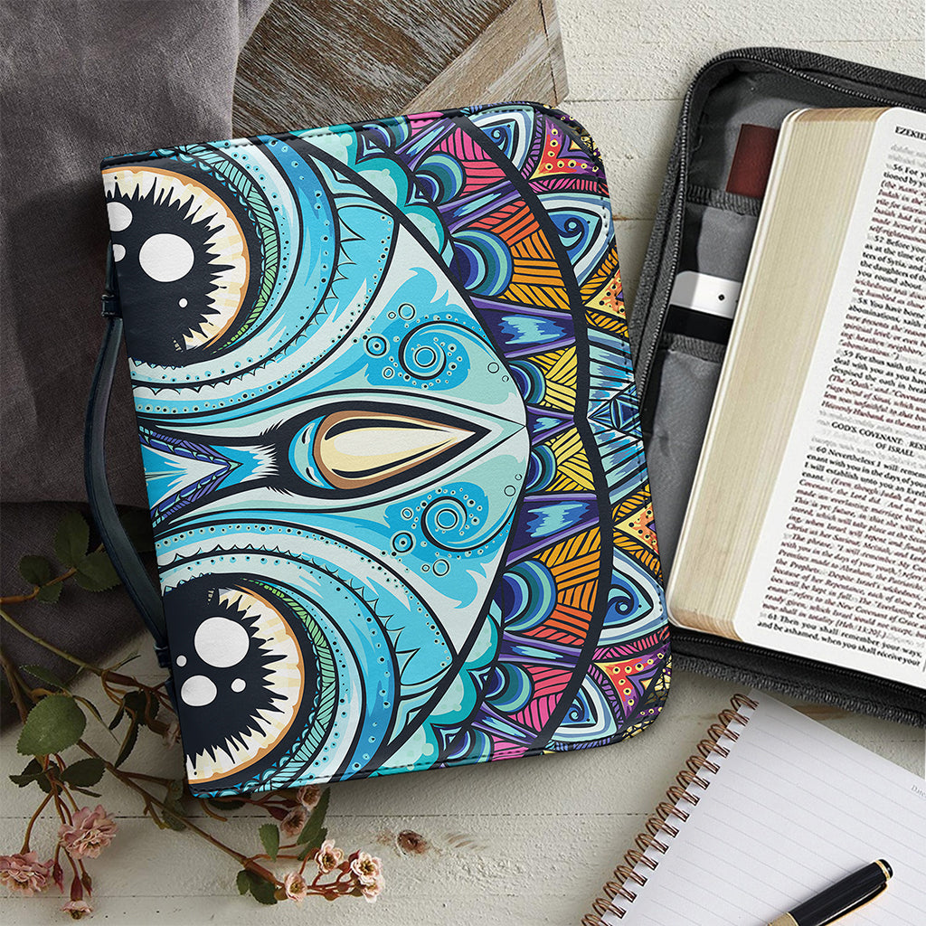 Colorful Tribal Owl Print Leather Bible Cover