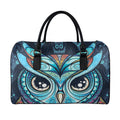 Colorful Tribal Owl Print Leather Duffel Bag