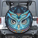 Colorful Tribal Owl Print Leather Spare Tire Cover