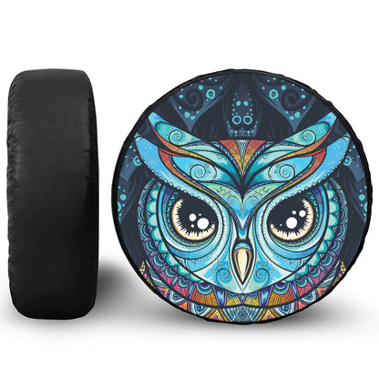Colorful Tribal Owl Print Leather Spare Tire Cover