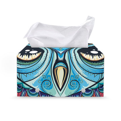 Colorful Tribal Owl Print Leather Tissue Box Cover