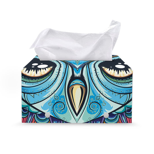 Colorful Tribal Owl Print Leather Tissue Box Cover