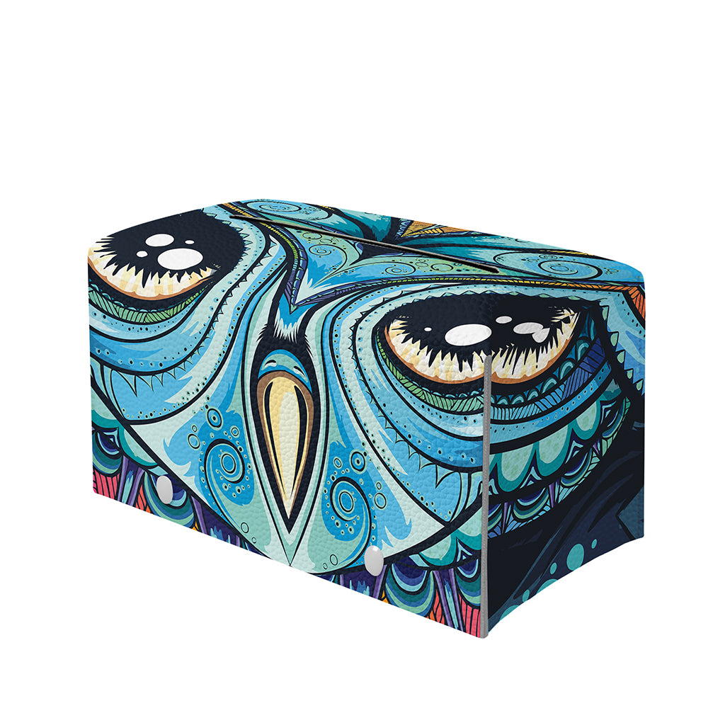 Colorful Tribal Owl Print Leather Tissue Box Cover