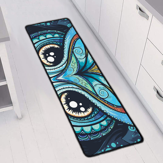 Colorful Tribal Owl Print Long Kitchen Mat
