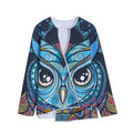 Colorful Tribal Owl Print Long Sleeve Short Coat