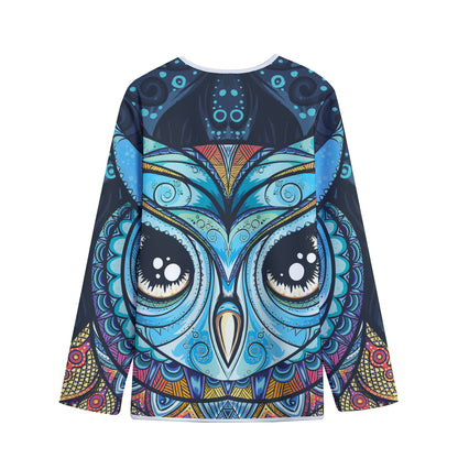 Colorful Tribal Owl Print Long Sleeve Short Coat