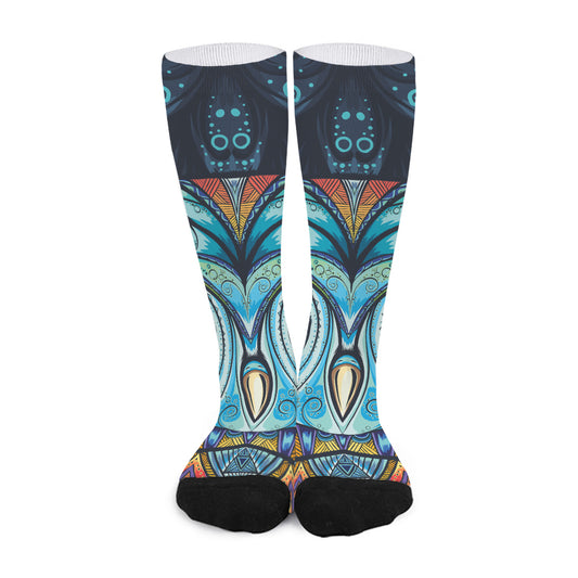 Colorful Tribal Owl Print Long Socks