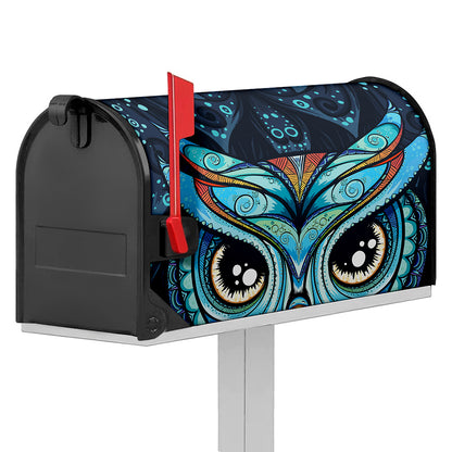 Colorful Tribal Owl Print Mailbox Cover