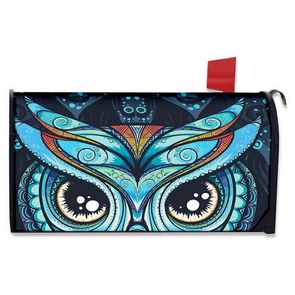 Colorful Tribal Owl Print Mailbox Cover