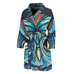 Colorful Tribal Owl Print Men's Bathrobe