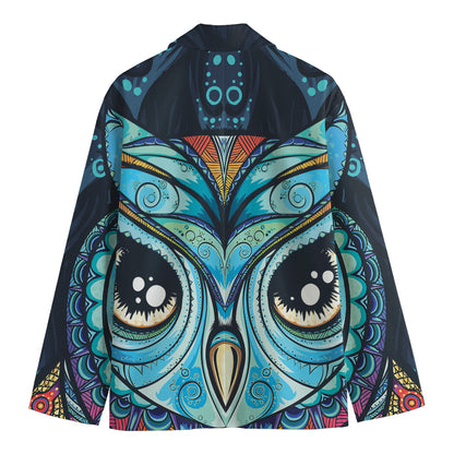 Colorful Tribal Owl Print Men's Blazer