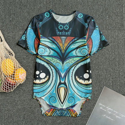 Colorful Tribal Owl Print Men's Bodysuit