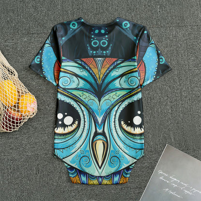 Colorful Tribal Owl Print Men's Bodysuit