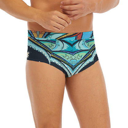 Colorful Tribal Owl Print Men's Briefs