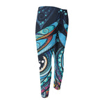 Colorful Tribal Owl Print Men's Compression Pants
